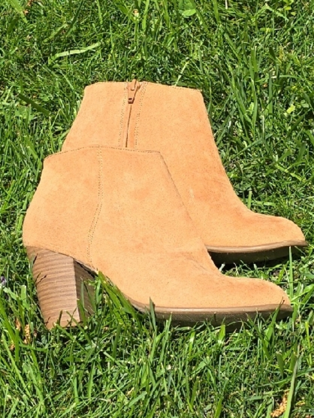 Old Navy Suede Tan Block Heel Ankle Boots - Women